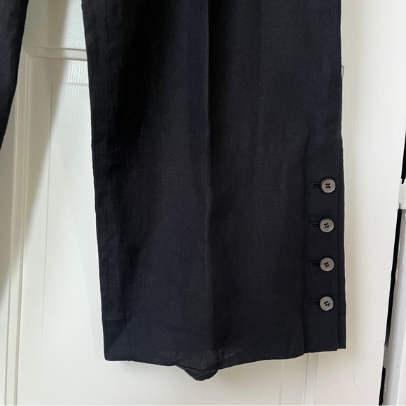 Talbots Linen High Waist Palazzo Wide Leg Black Pants Sz 16 - Picture 6 of 10